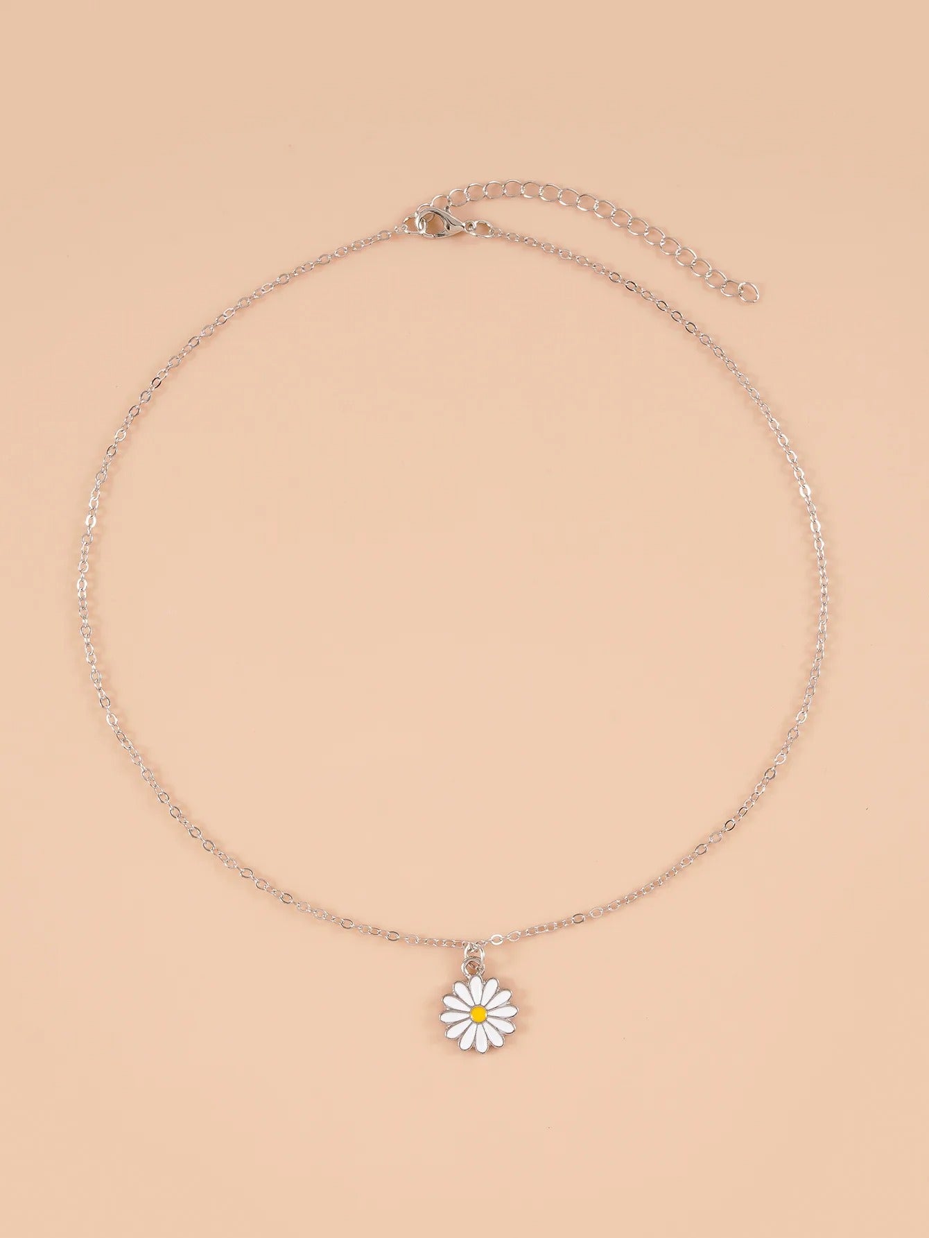 Silver color collar Daisy Flower Pendant Necklace for Women Link Chain Wedding Jewelry Cute Wedding Party Jewelry Gifts