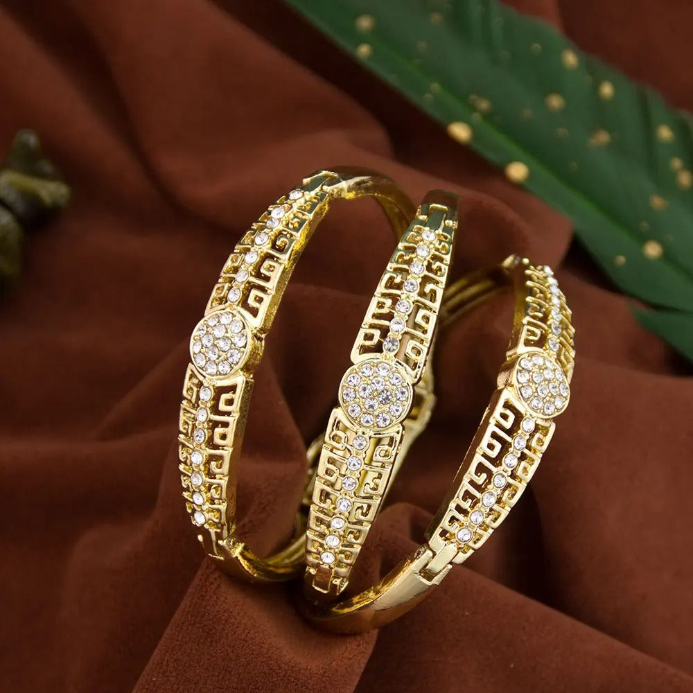 Gold Arabic Crystal Bracelet Bangle for Women Wedding Jewelry