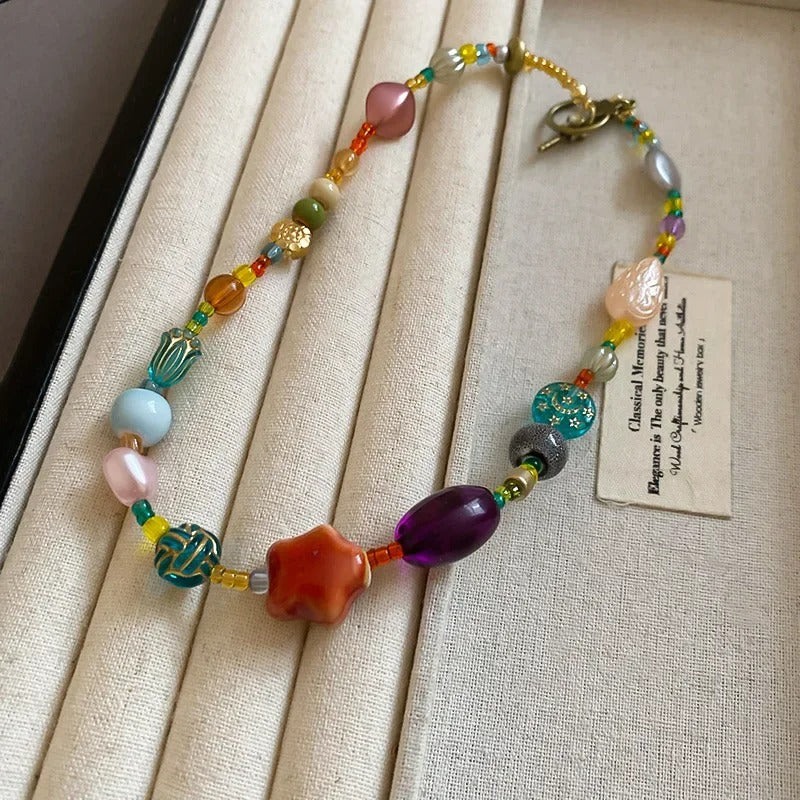 Dopamine Style Ceramic Choker Necklace for Women Trendy Beads