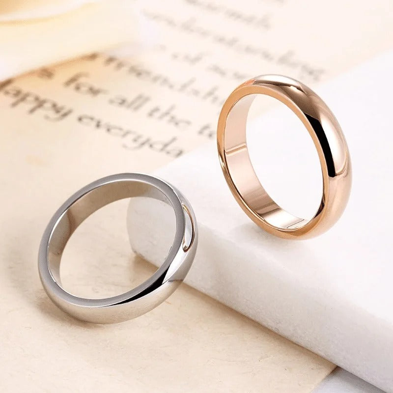 High quality 4mm Simple Ring Fashion Rose Gold Ring Men's and Women's Exclusive Couple Wedding Ring