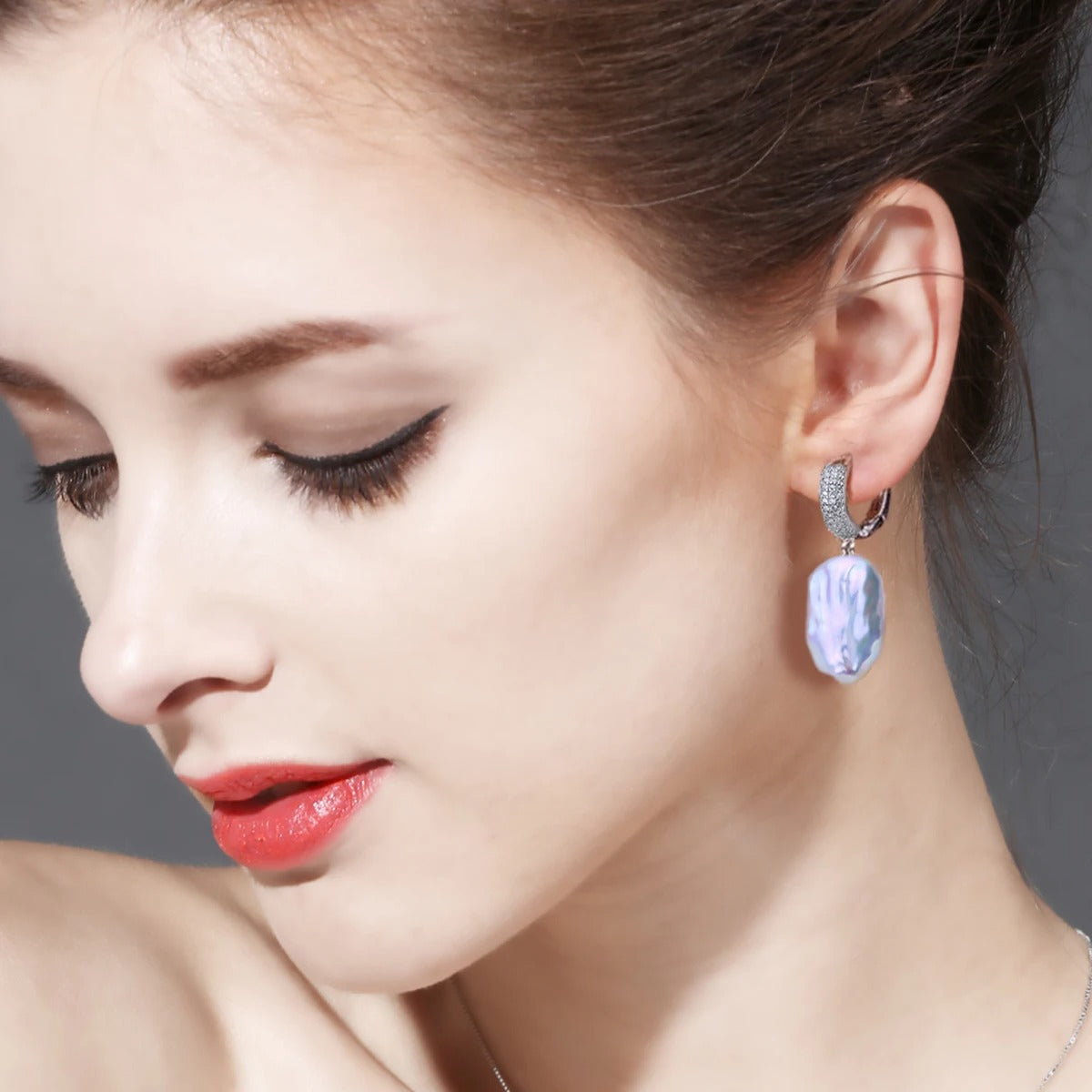 FENASY Natural Freshwater Big Baroque Pearl Drop Earrings For Women 925 Sterling Silver Fashion Wedding Jewelry Birthday Gift