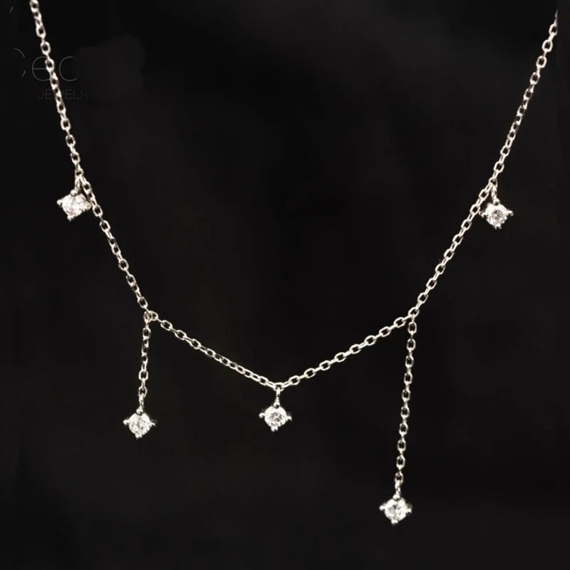 925 Sterling Silver Zircon Star Charms Necklace For Women Choker Elegant Luxury 18k Gold Plated O-Chain Necklace Wedding Jewelry