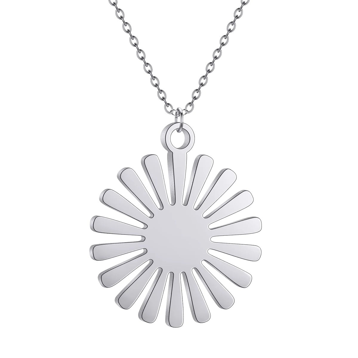 Fashion Round Sun Pendant Necklaces For Women Men Accessories Jewelry Stainless Steel Necklace Choker Birthday Gift.