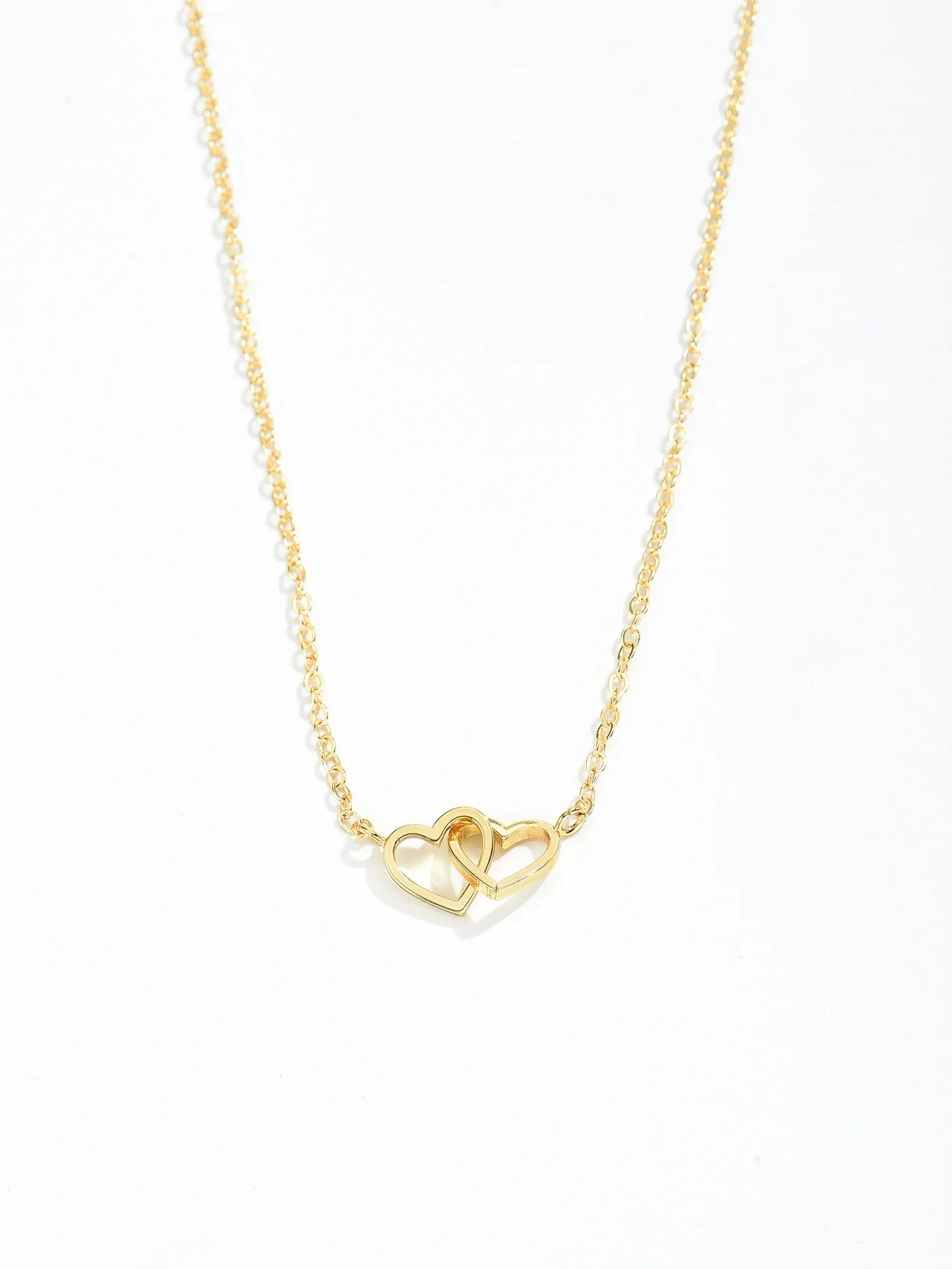 Tiny Double Hollow Heart Chain Necklace for Women Fashion Love Necklace Valentine's Day Jewelry
