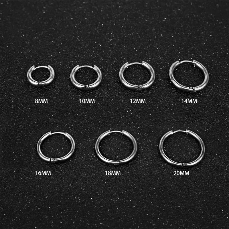 5pcs Set – Stainless Steel Circle Hoop Earrings for Women & Girls | Black, Gold, Silver Color