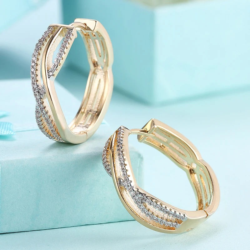 Silver Gold Twist Hoop Earrings For Women Fashion Wedding Jewelry