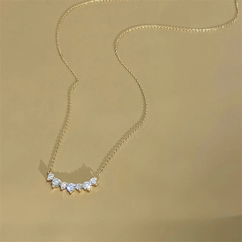 925 Sterling Silver Plated 18K Gold Geometric CZ Pendant Necklace For Women Wedding Party Fine Jewelry Gift