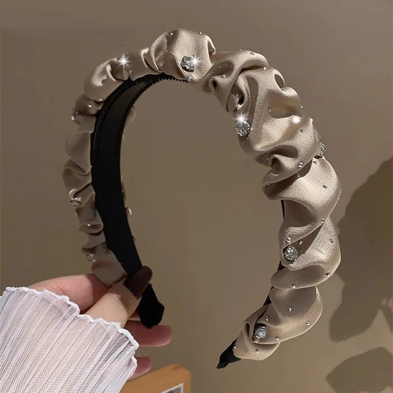 Women’s Satin Black Rhinestone Headband French Style