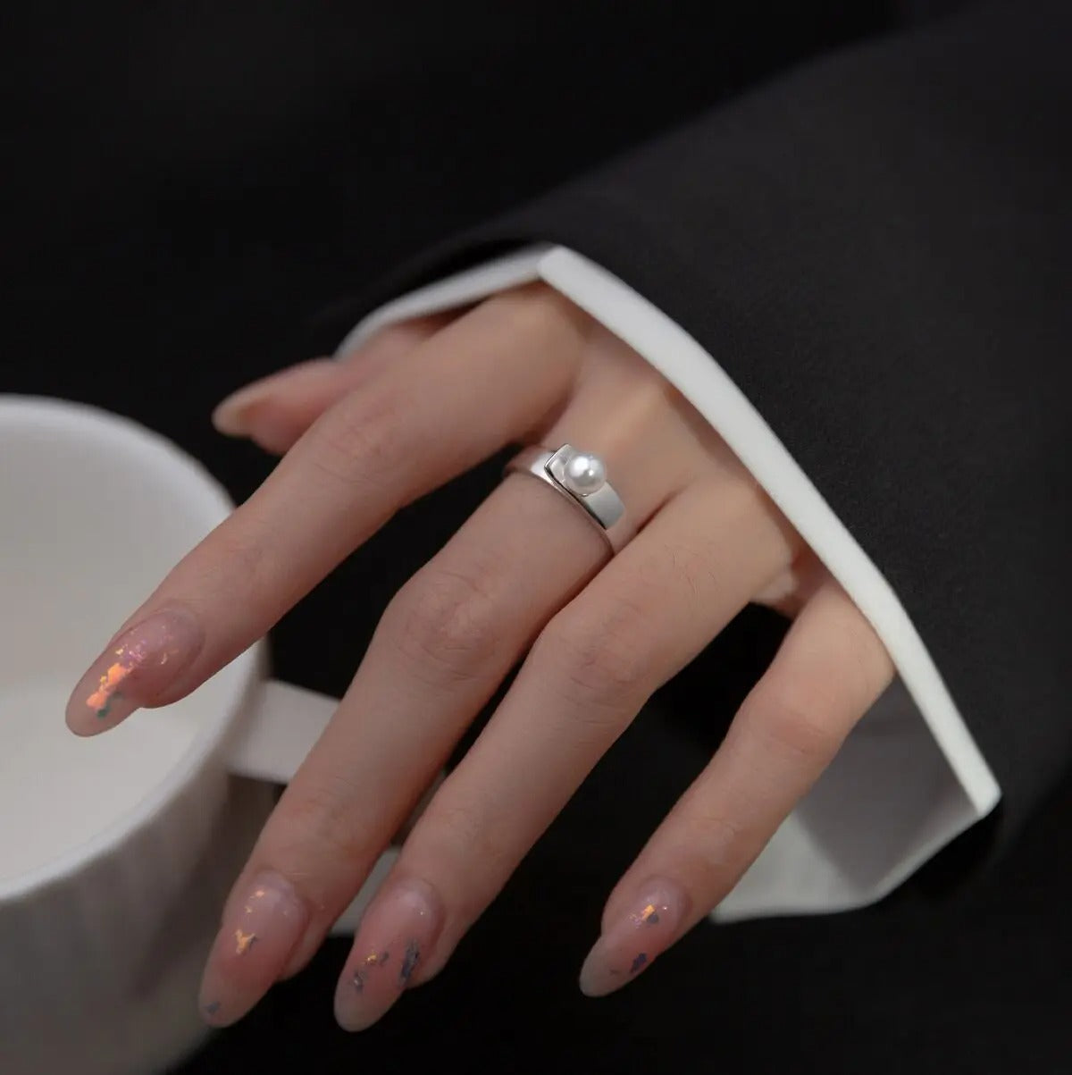 925 Silver Smooth Surface Pearl Rings For Women Wedding Luxury Jewelry Accessories