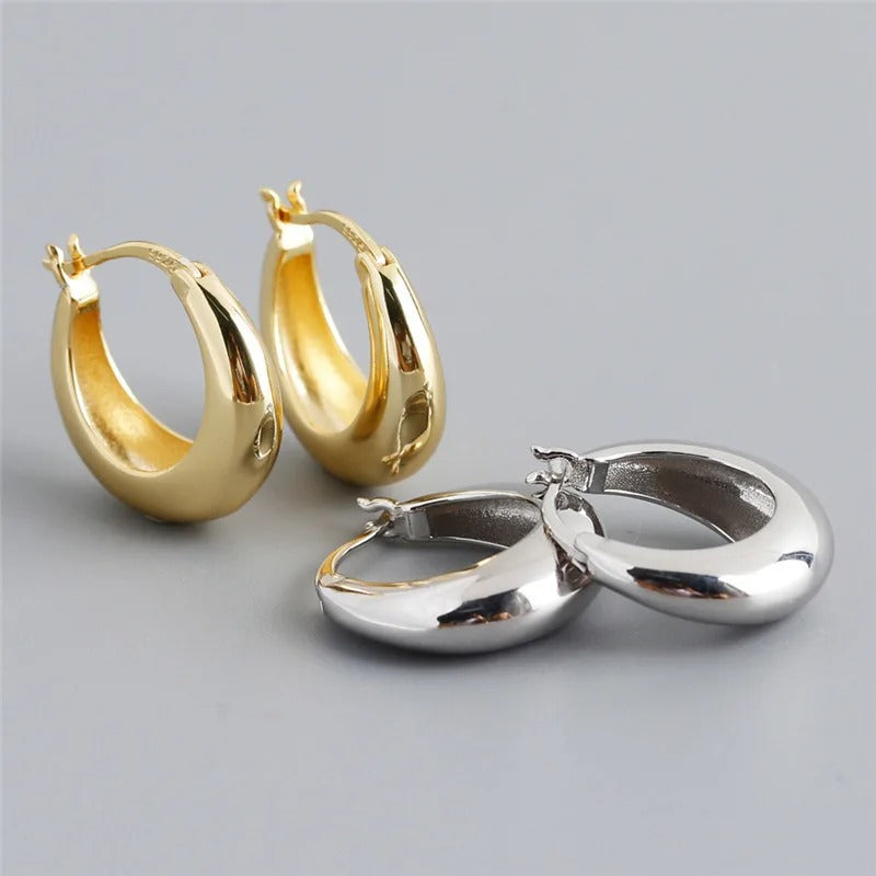 Gold Geometric Hoop Earrings Korean Style Women’s Daily Jewelry