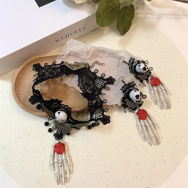 Gothic Skull Earrings Women Party Prom Multicolor Alloy