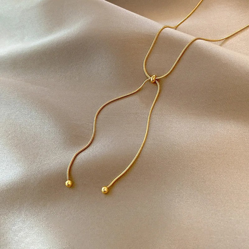 Stainless Steel Retro Creative Unique Design Adjustable Necklace Female Fashion Simple All-match Gold Clavicle Chain
