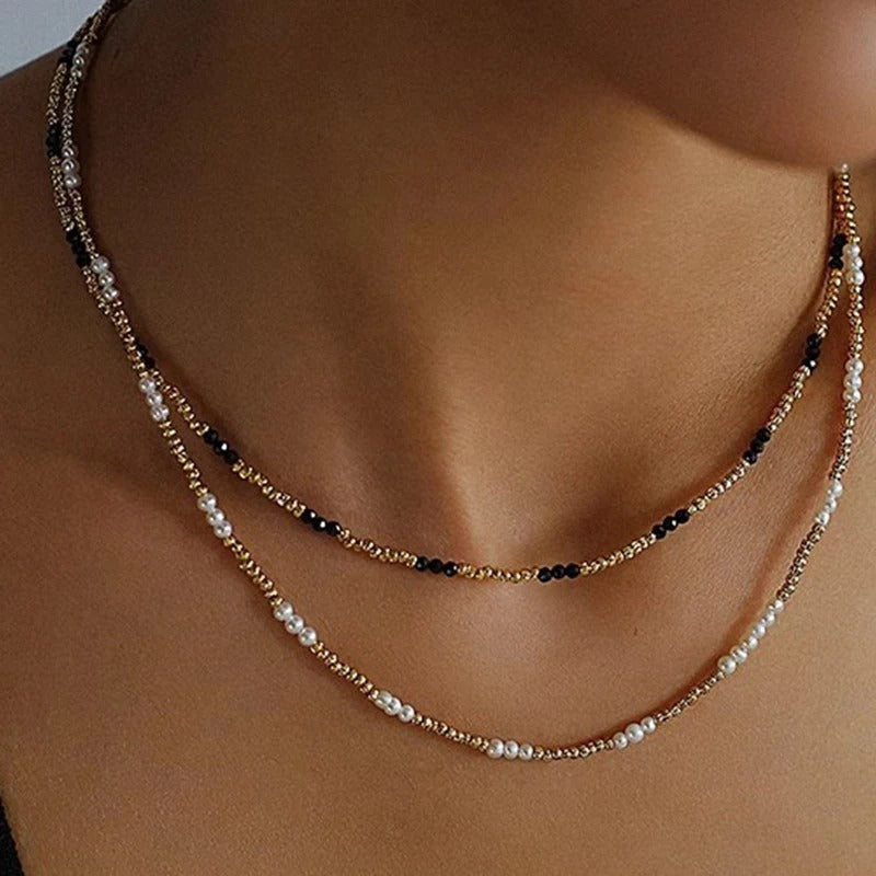 Handmade Gold Color Beads Chain Fashion Necklaces Pearl Pendant Beach Vacation Jewelry For Women Accessories