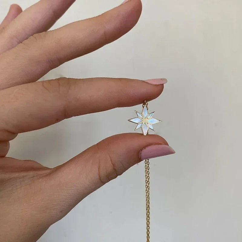Trendy Stainless Steel Pendant Necklace Shell Inlay Exquisite Shinny Necklace for Women Waterproof Jewelry Gift