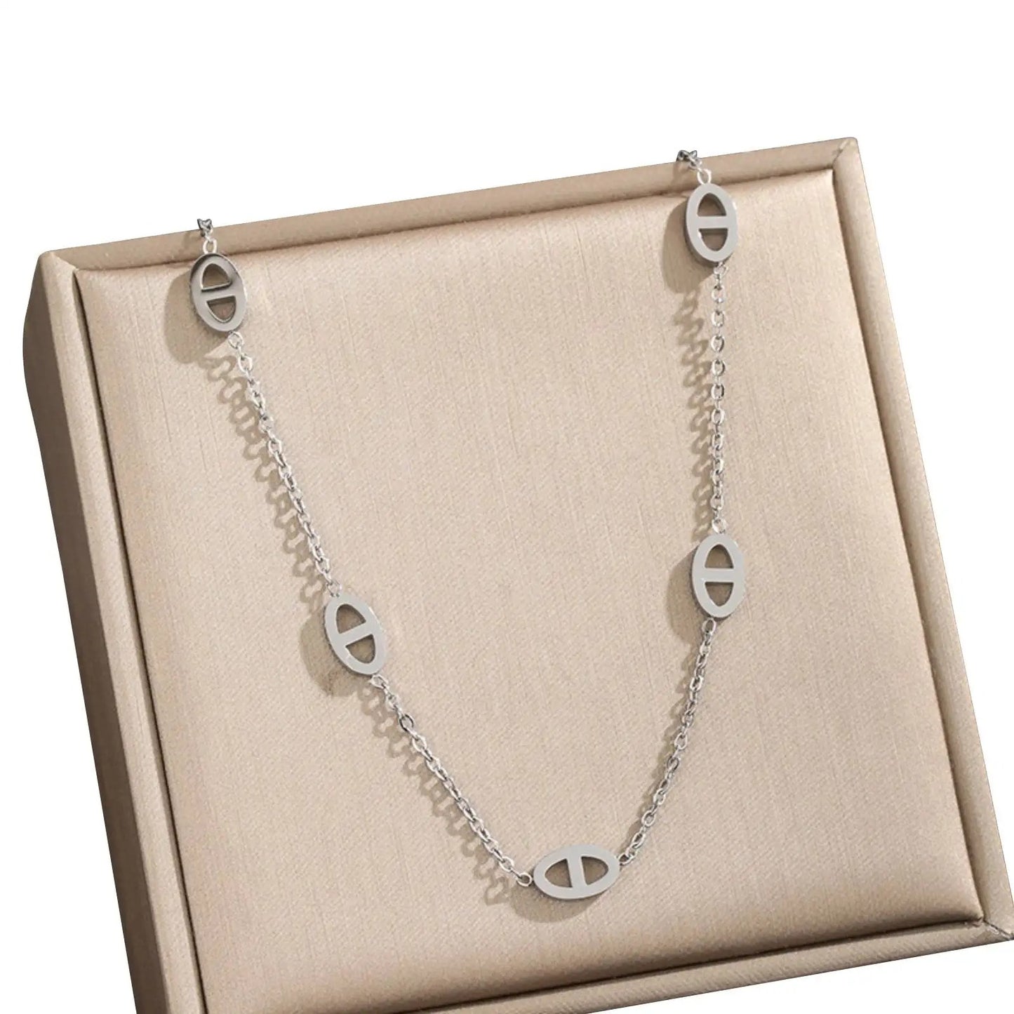 Cute Pig Nose Pendant Necklace Stainless Steel Fashion Jewelry Gift for Women & Girls