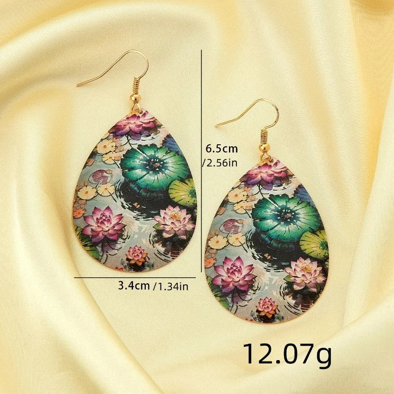 New Fashion Lotus Drop Earrings Women Banquet Party Jewelry