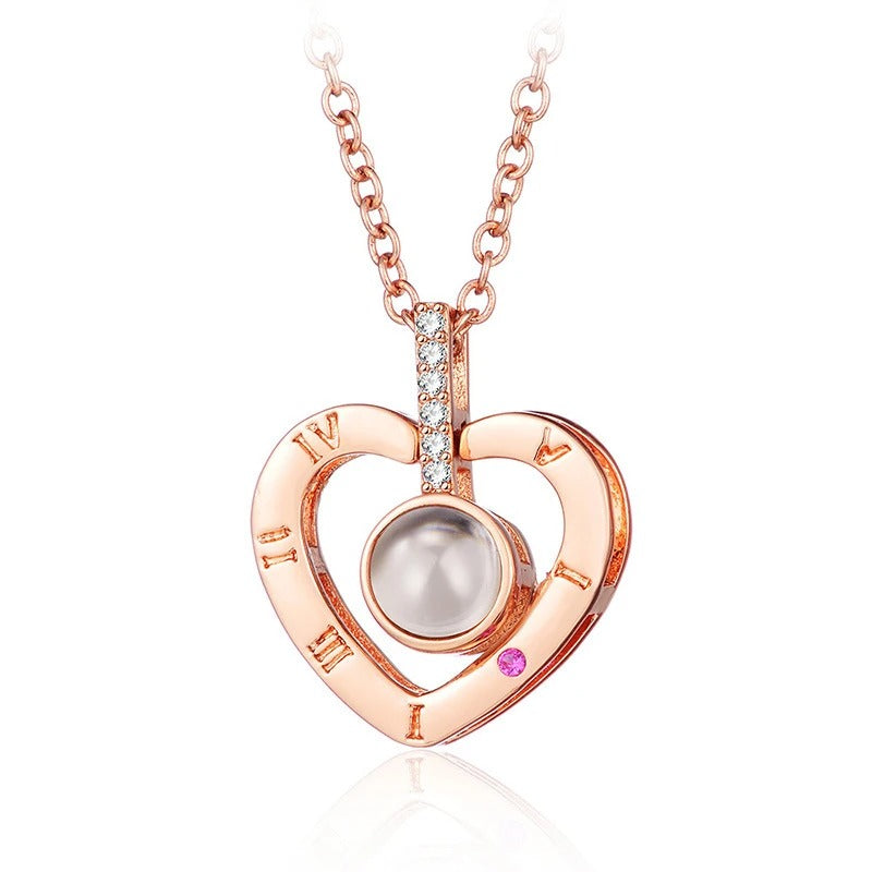 2025 New Romantic Love Memory Wedding Rose Gold & Silver Color Pendant Necklace Gifts