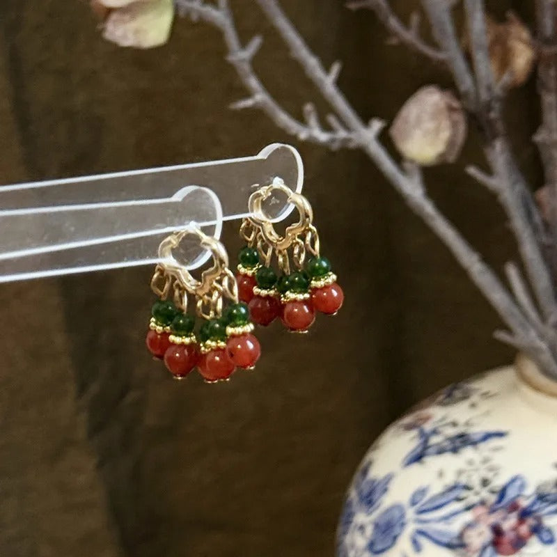 Vintage Green Red Bead Tassel Dangle Earrings For Women Creative New Statement Ethnic New Jewelry Wholesale