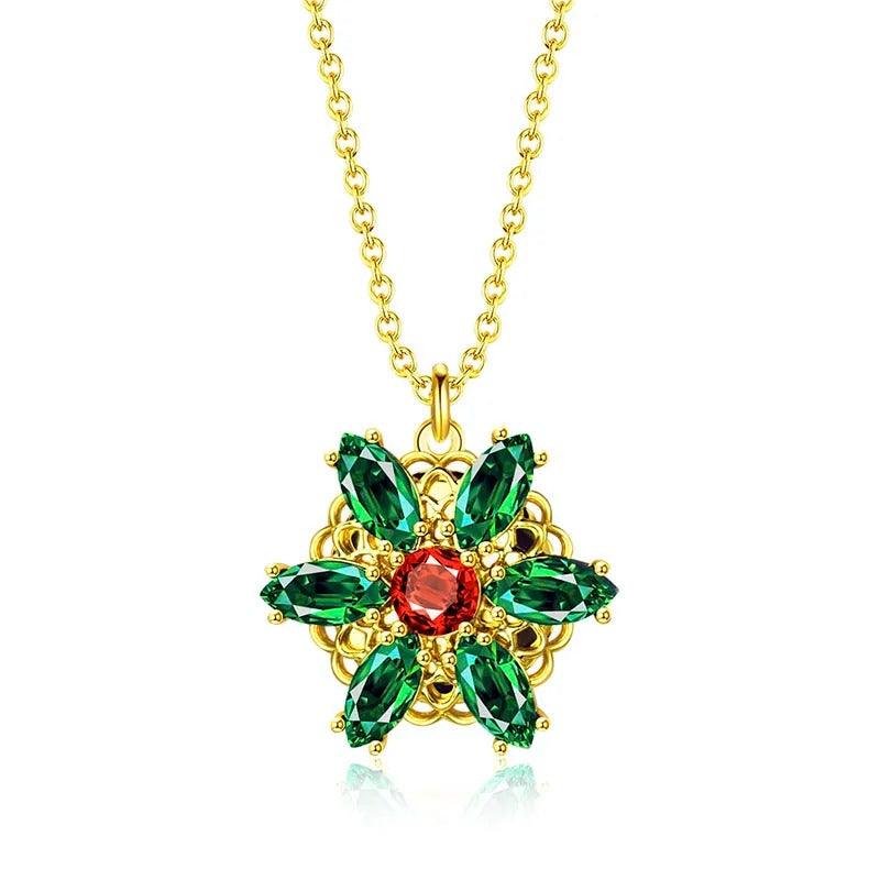 NecklaceTogether In Paris Emerald Stone Flower Necklace Lost Princess Inspired Pendant Necklace for Women