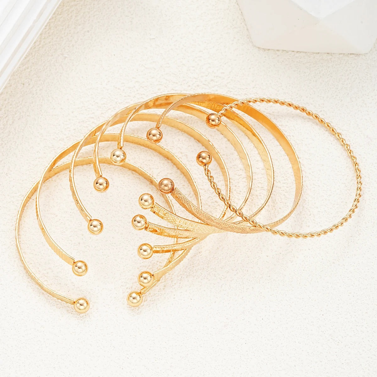 7PC Gold Punk Heart Bangles Women’s Goth Streetwear Jewelry Set