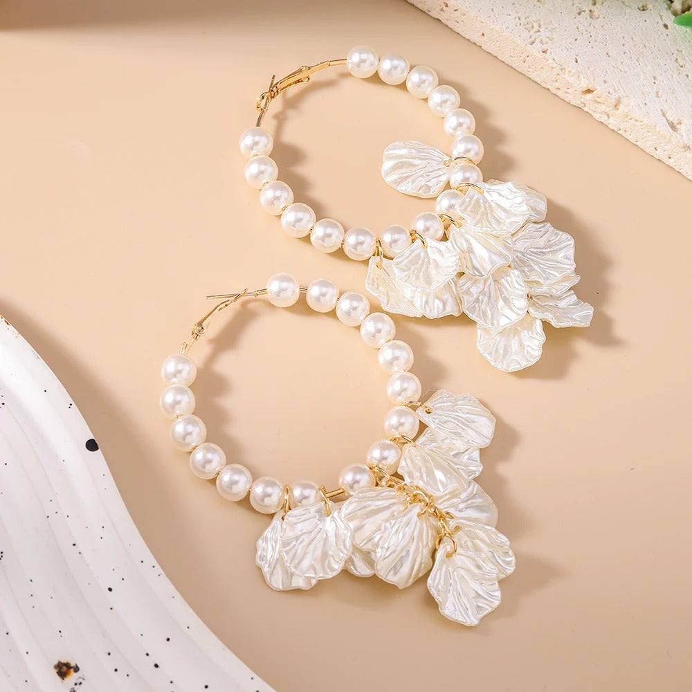 Fashion Summer Beach Pearl Shell Earrings for Women Girls Bohemia Hoop Earrings Party Holiday Jewelry Gifts