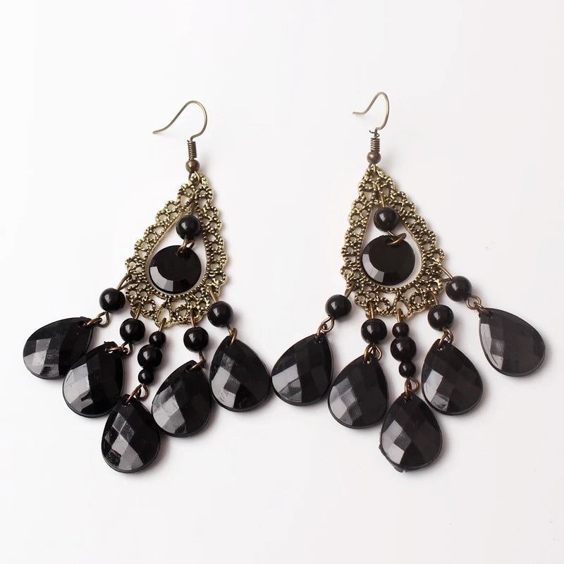 European American Ethnic Style Hollow Drop Earrings Women