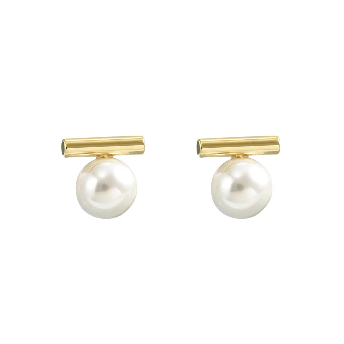 Simple Imitation Pearl Stud Earrings Gold Color Alloy Acrylic Beads Earring for Women Fashion Jewelry Trends Accessories