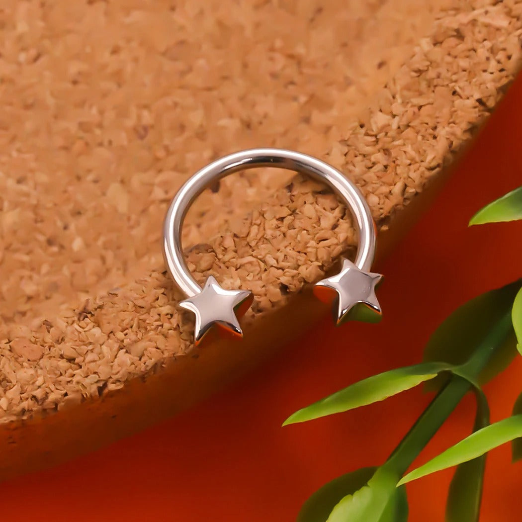 JHJT 16G Stainless Steel Horseshoe Nose Piercing Star Septum Nose Ring Women Nostril Body Jewelry