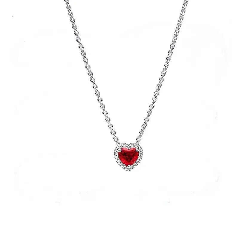Colorful Heart Shaped Pendants Necklace Silver Elevated Heart Necklace Lover's Fine Jewelry Gift