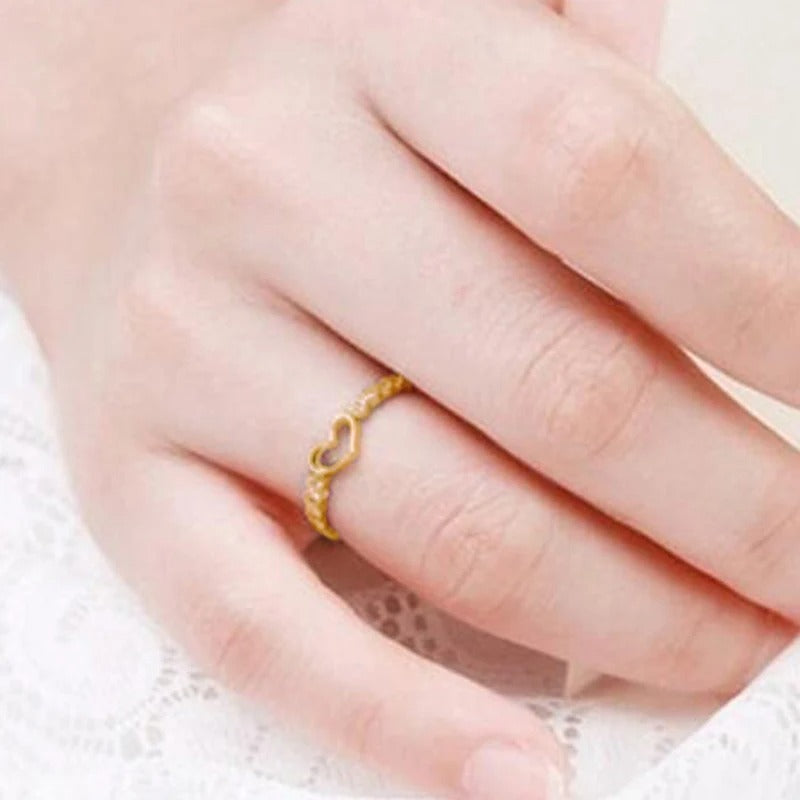 Shiny Cubic Zirconia Heart Ring Fashion Accessories for Women