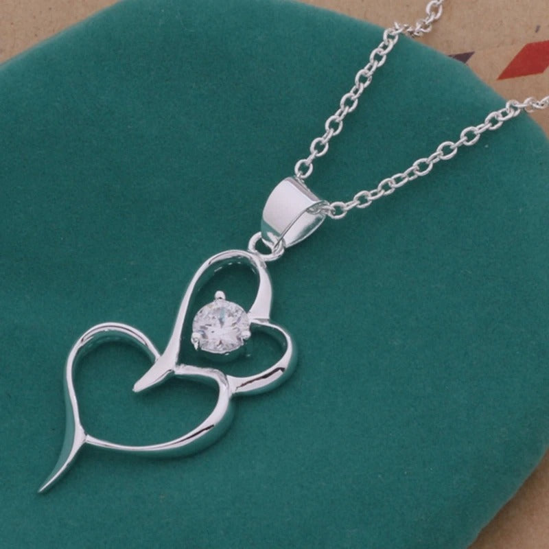 Necklace Pendant Shiny zircon heart For Women Exquisite Student Girlfriend Wedding Gift