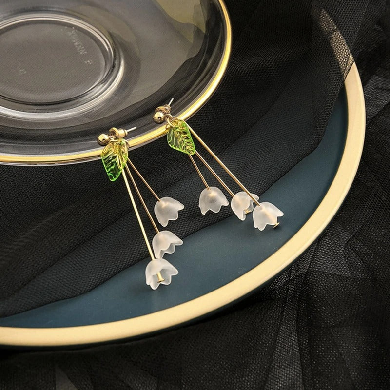 Elegant Lily of the Valley Drop Earrings Women Wedding Jewelry