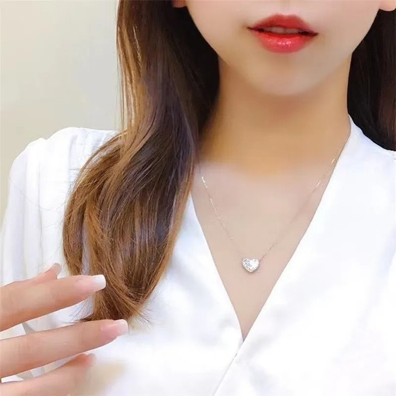 White Cubic Zirconia Love Necklace Women Luxury Silver Plated Romantic Female Wedding Pendant Necklace Fashion Jewelry