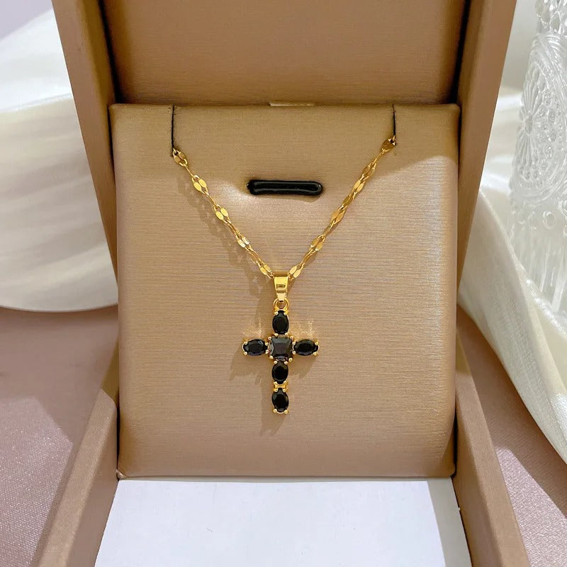 Fashion Classic Cross Necklace Beautiful Vintage Jesus Christian Lucky Versatile Clavicle Chain Pendant Party Favor