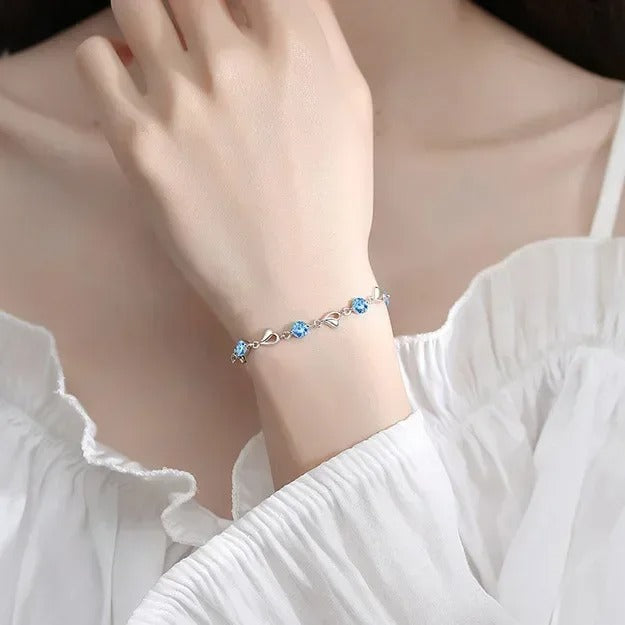 Heart Shaped Necklace Bracelet Set for Women Vintage Korean Crystal Bracelets High Quality Set Party Jewelry