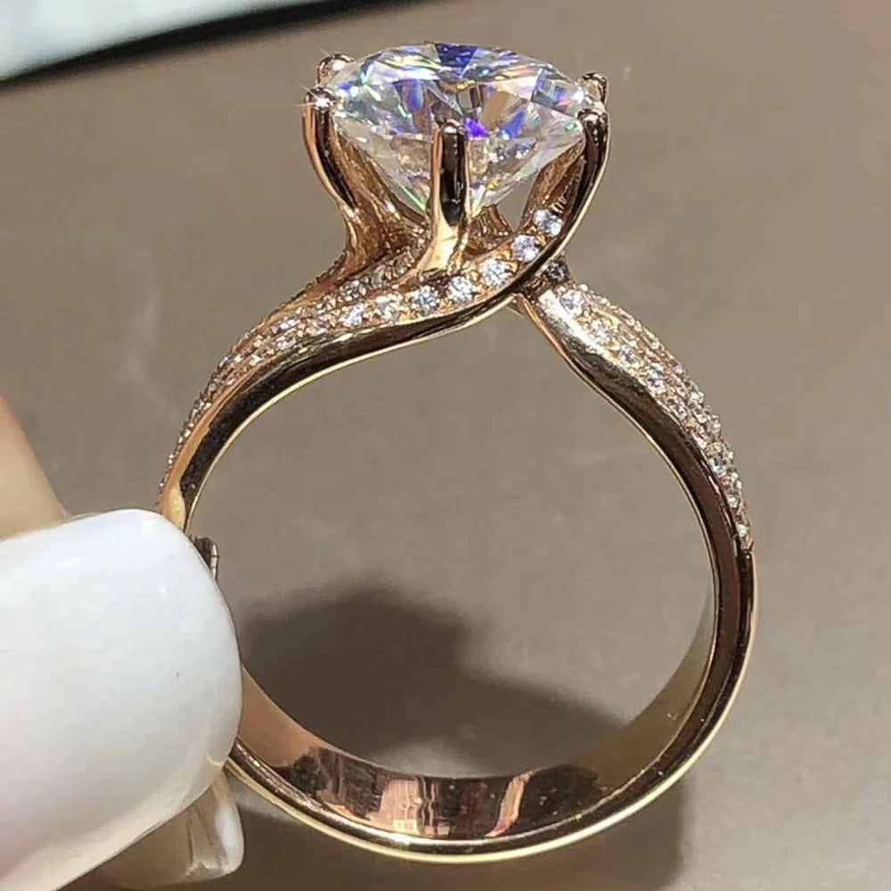 Luxury Gold Color Women Engagement Wedding Rings Inlaid Shiny CZ Noble Party Jewelry Fine Anniversary Gift Fashion Rings