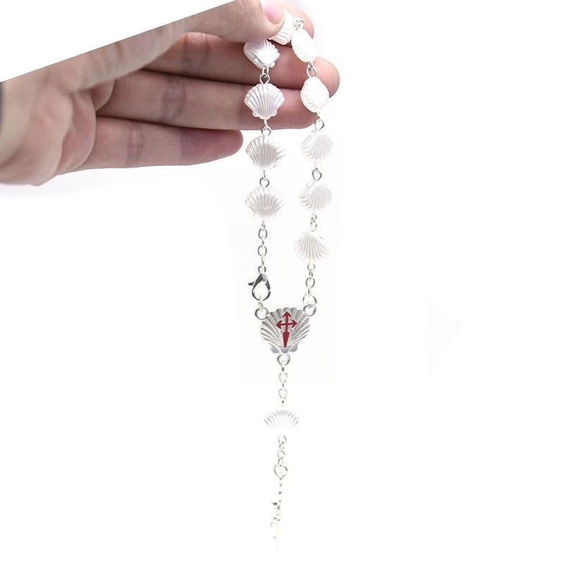 Santiago Plastic Shell Cross Rosary Bracelets Catholic Religious Jewelry For Men Women