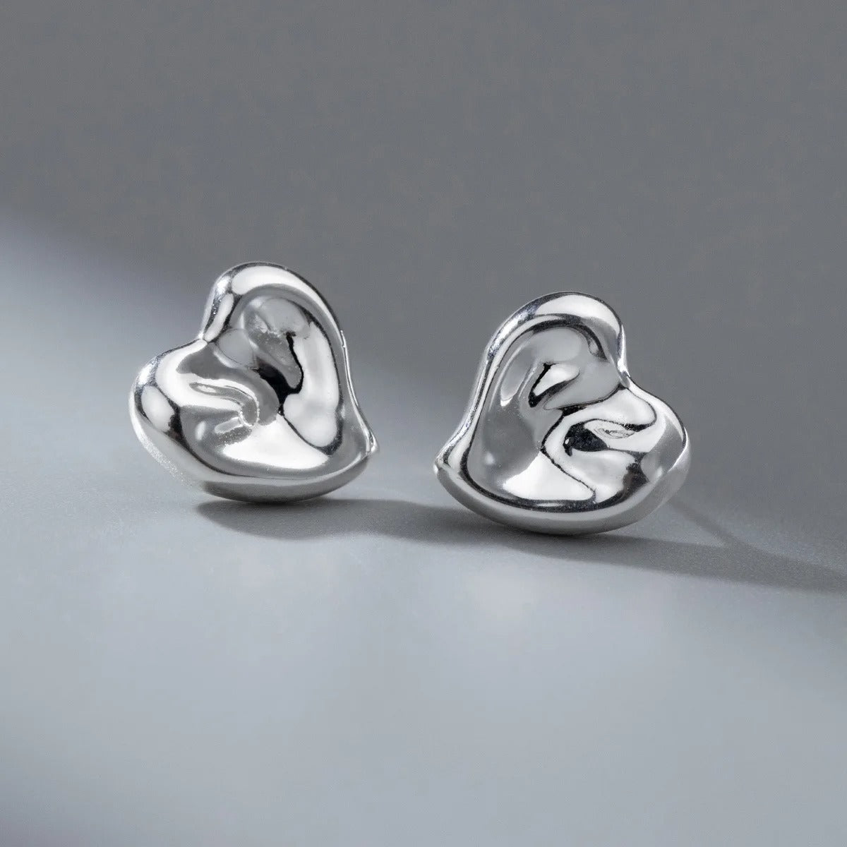 Heart Stud Earrings 925 Silver Engagement Wedding Jewelry
