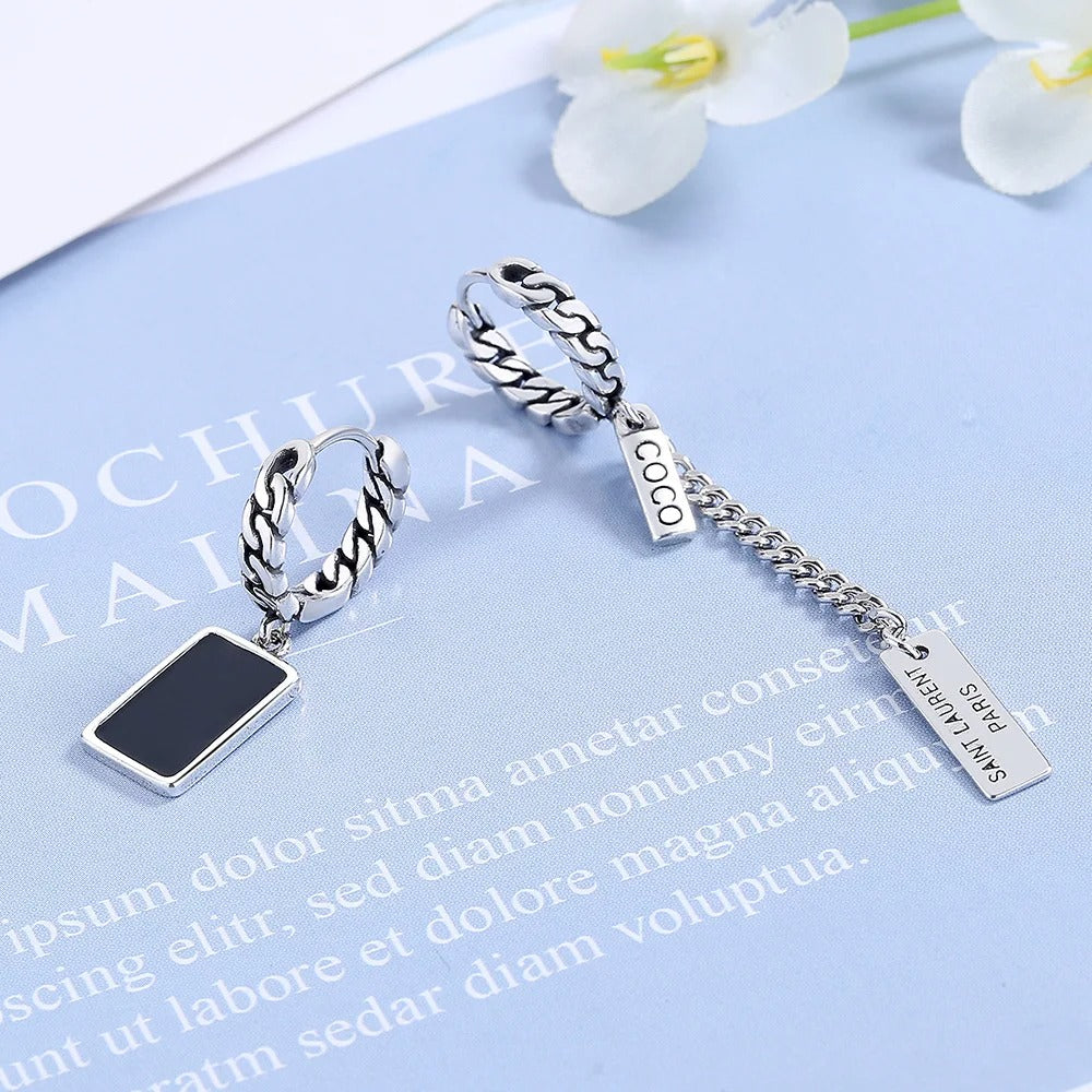 High Quality 925 Silver Square Brand Tassels Earrings For Women Luxury Jewelry Novelties