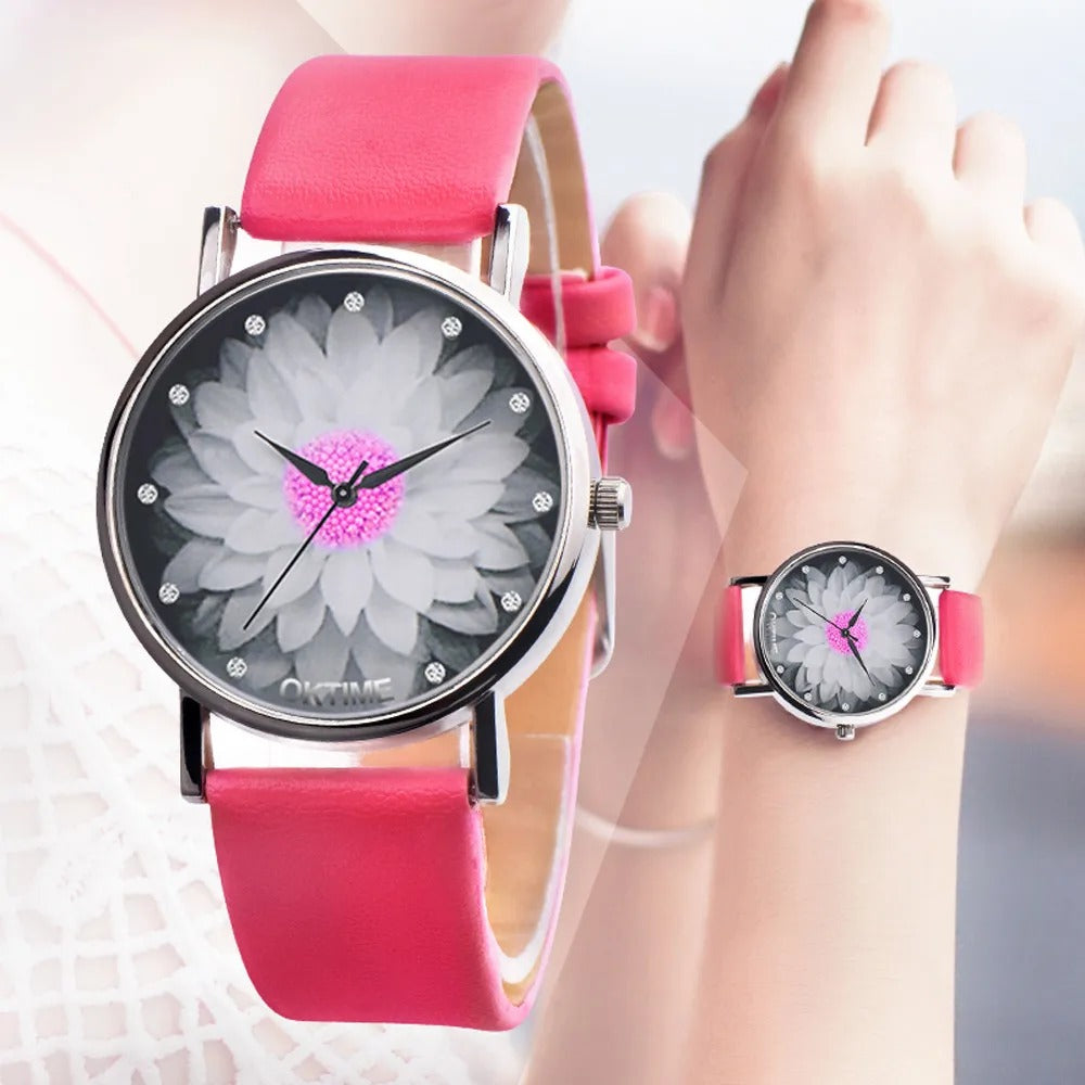 Quartz Watch Leather Casual Solid Color Circular Small Dial Mechanical Wristwatch Fashion Casual Everyday Versatile Watches