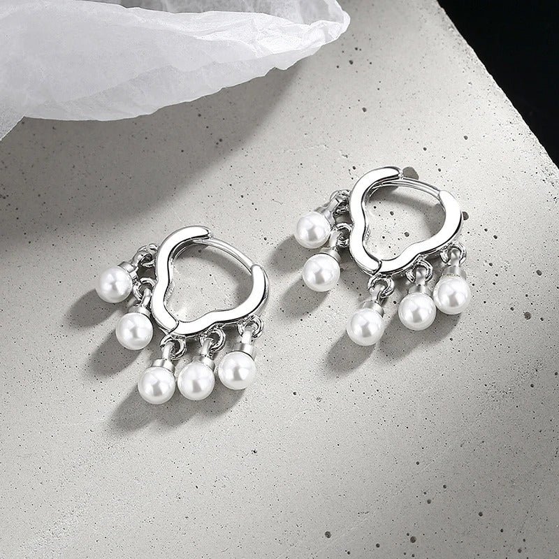 Silver Cloud Tassel Pearls Drop Earrings for Fashion Women Fine Jewelry Minimalist Accessories