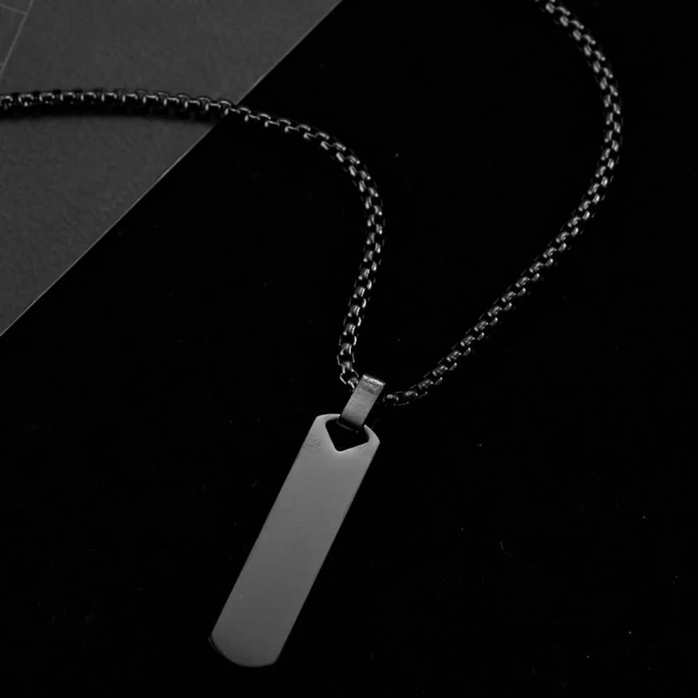 Simple Trendy Men Rectangle Bar Geometric Pendant Necklace Fashion Jewelry Decoration Accessories
