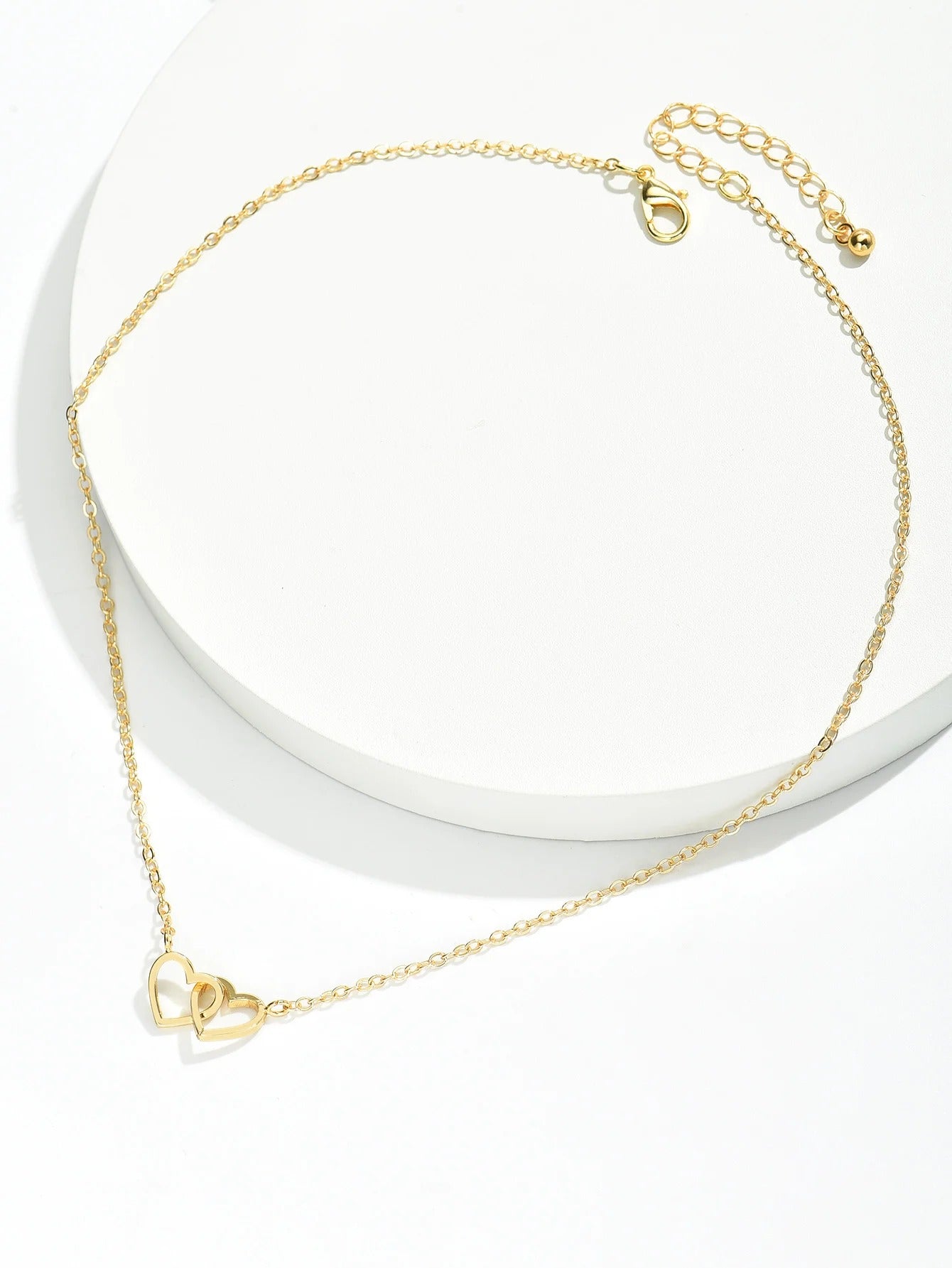 Tiny Double Hollow Heart Chain Necklace for Women Fashion Love Necklace Valentine's Day Jewelry