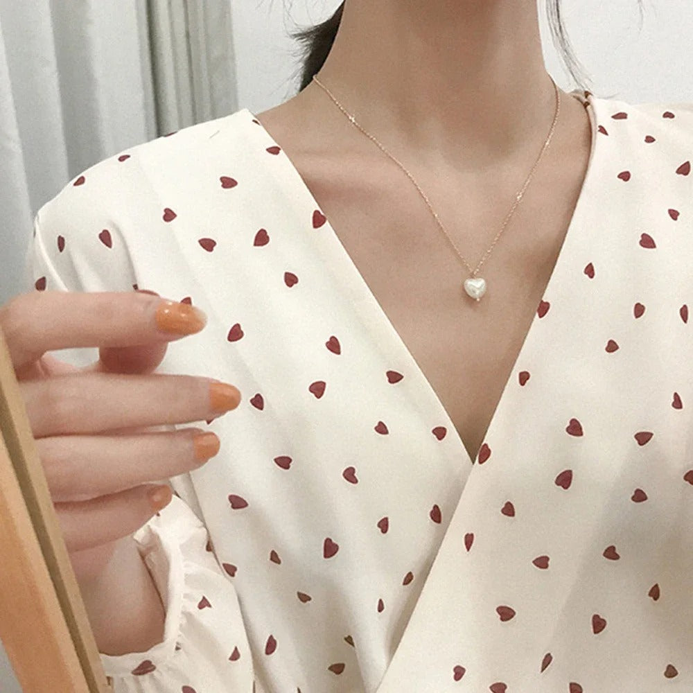 New Beads Women's Neck Chain K-pop Pearl lace Gold Color Goth Choker Jewelry On The Pendant 2025 Collar For Girl