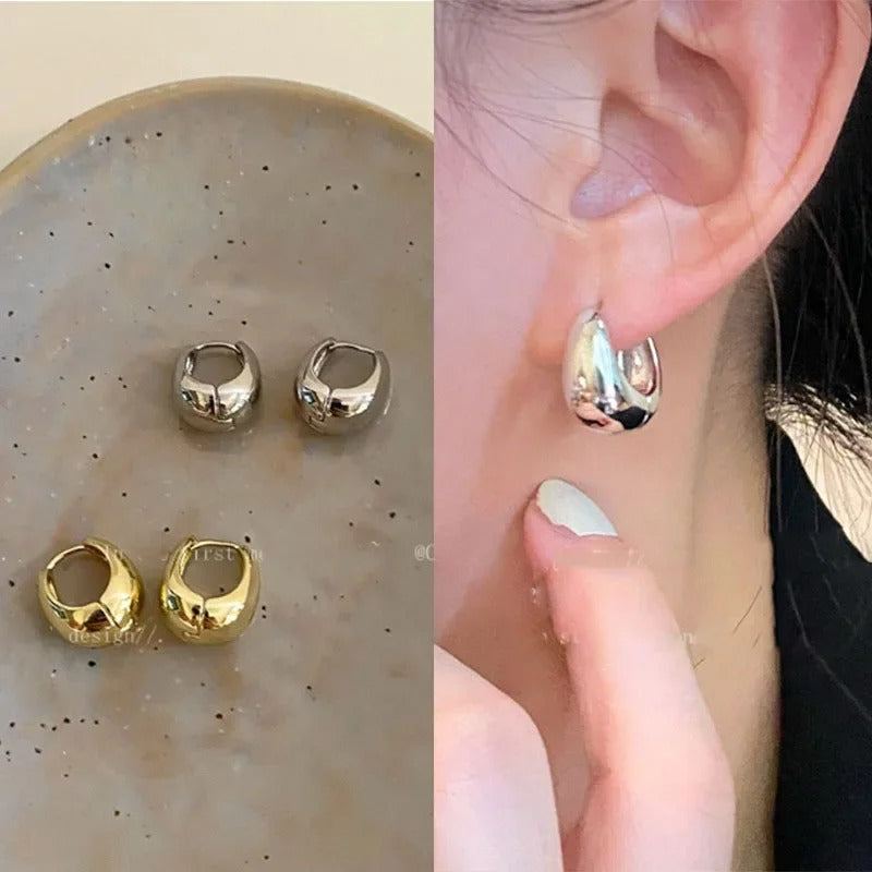 Silver Vintage Gold Round Earrings For Women Trendy Earring Jewelry Prevent Allergy Party Accessories Gift