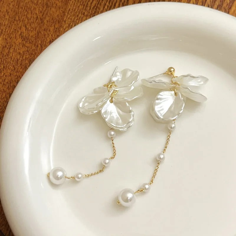 925 Silver Needle Elegant Temperament Modern Jewelry Simulated pearl Tassel Earrings For Women Fashion Accessories