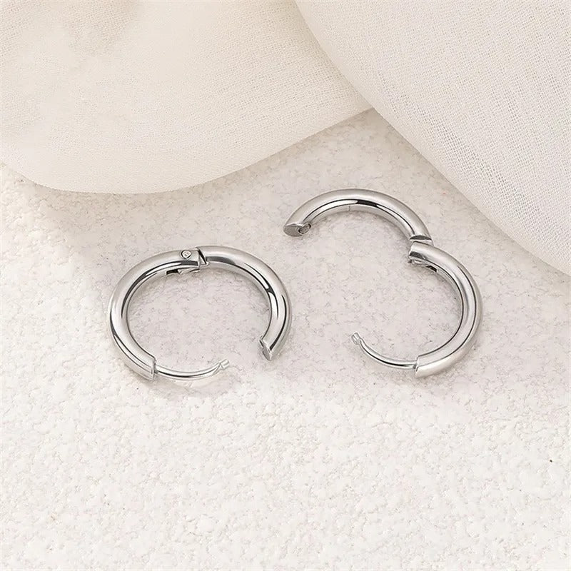 5pcs Set – Stainless Steel Circle Hoop Earrings for Women & Girls | Black, Gold, Silver Color