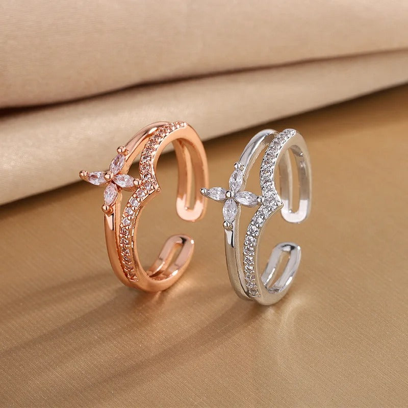 925 Sterling Silver Flower Zircon Wedding Rings For Women Couple Elegant Luxury Jewelry Wedding Argent 925 Jewelry