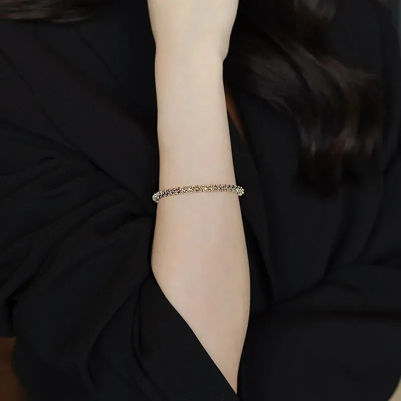 Light Luxury Classic Gold Color Twisted Open Bracelet for Women Fashion Metal Geometric Adjustable Cuff Bangle Jewelry Gifts