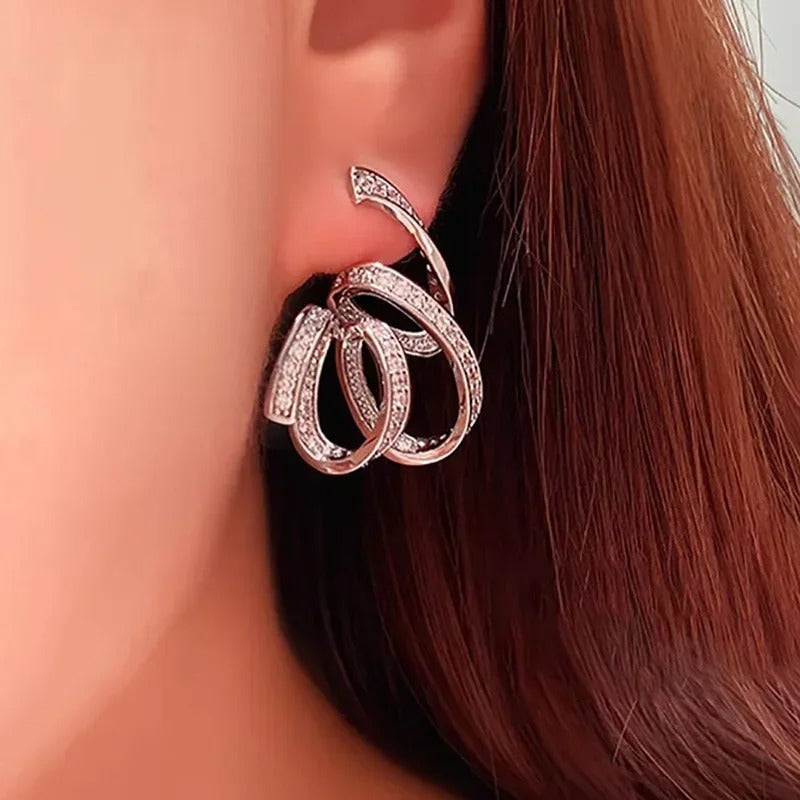 Line Wrapped Zircon Earrings for Women Fashion Trend Jewelry